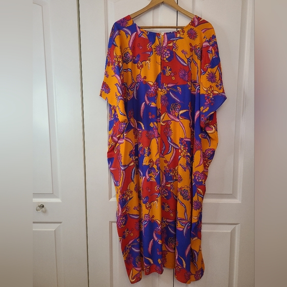 Mod Cloth Multicolored Floral Maxi Dress Kaftan Swimsuit Coverup Size XL - Picture 5 of 12